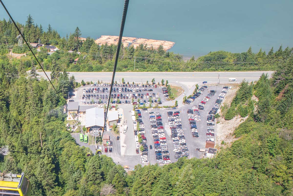 View of the parking lot at the Sea to Sky Gondola