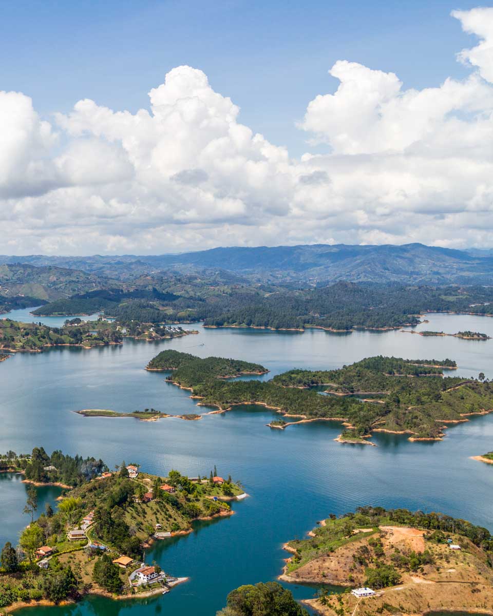 Views of the lake from the top of El Penol in Guatape
