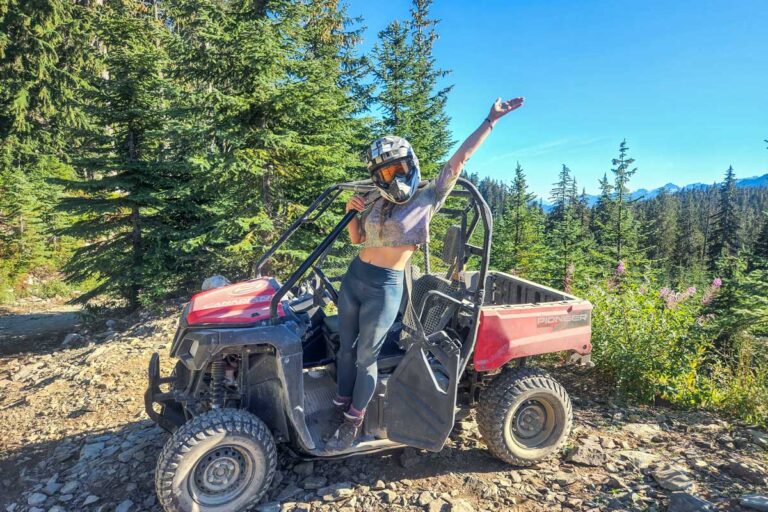Bailey poses for a photo in an ATV vehicle in Whistler-2