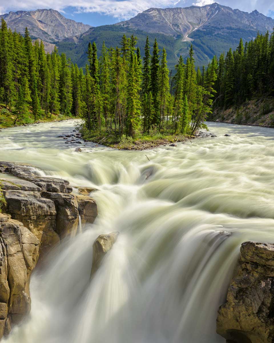 Slow shuttler of Sunwapta Falls Jasper National Park