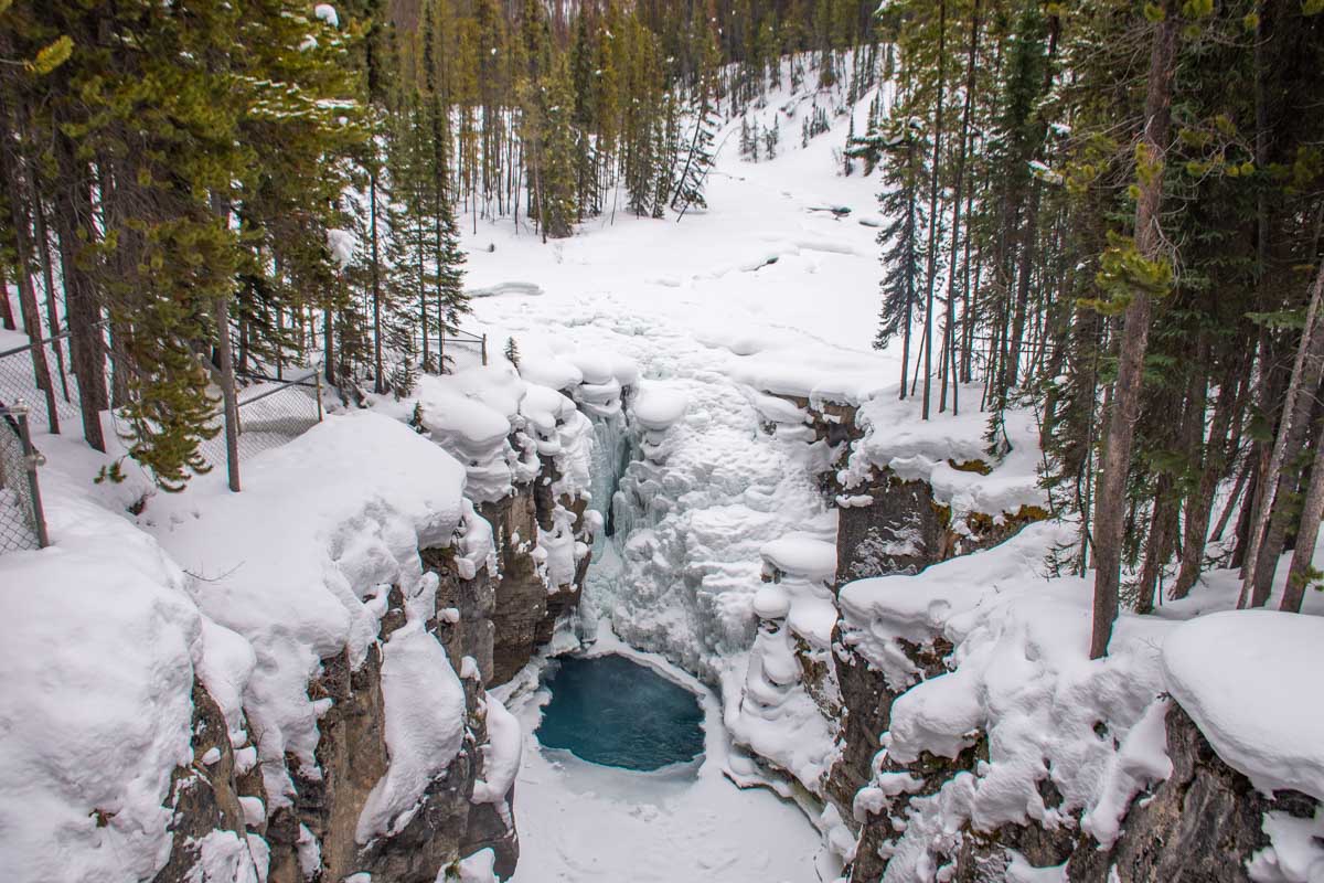 Winter at Sunwapta Falls Jasper National Park