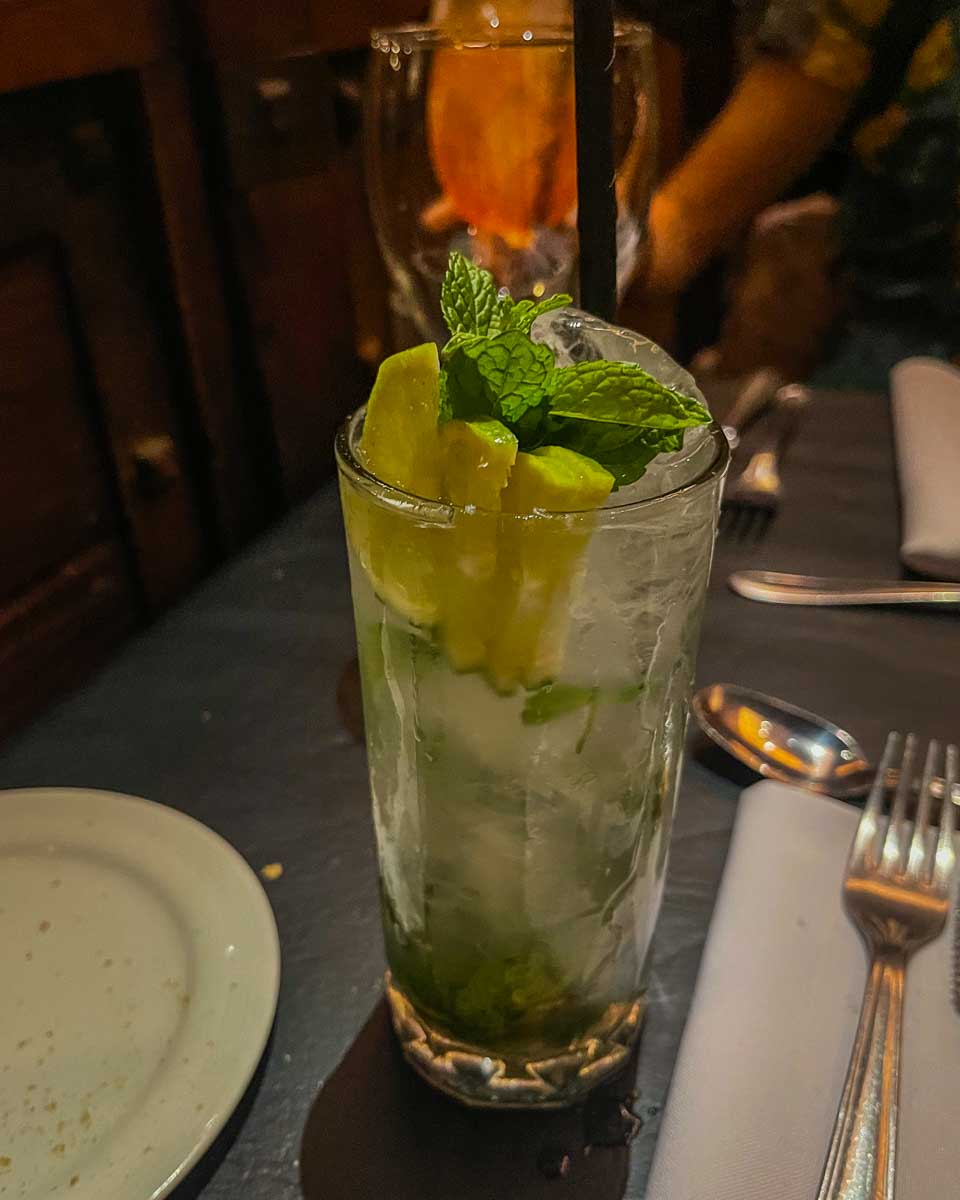 A cocktail from our Tango Show at House of Tango aka Aljibe in Buenos Aires, Argentina