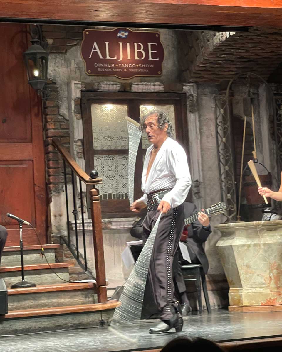 A man dances during a tango show in Buenos Aires