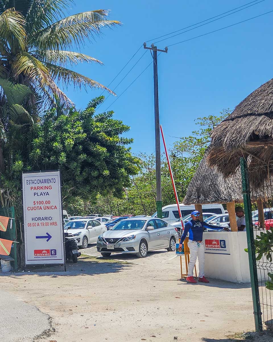 A private parking area at Akumal Beach