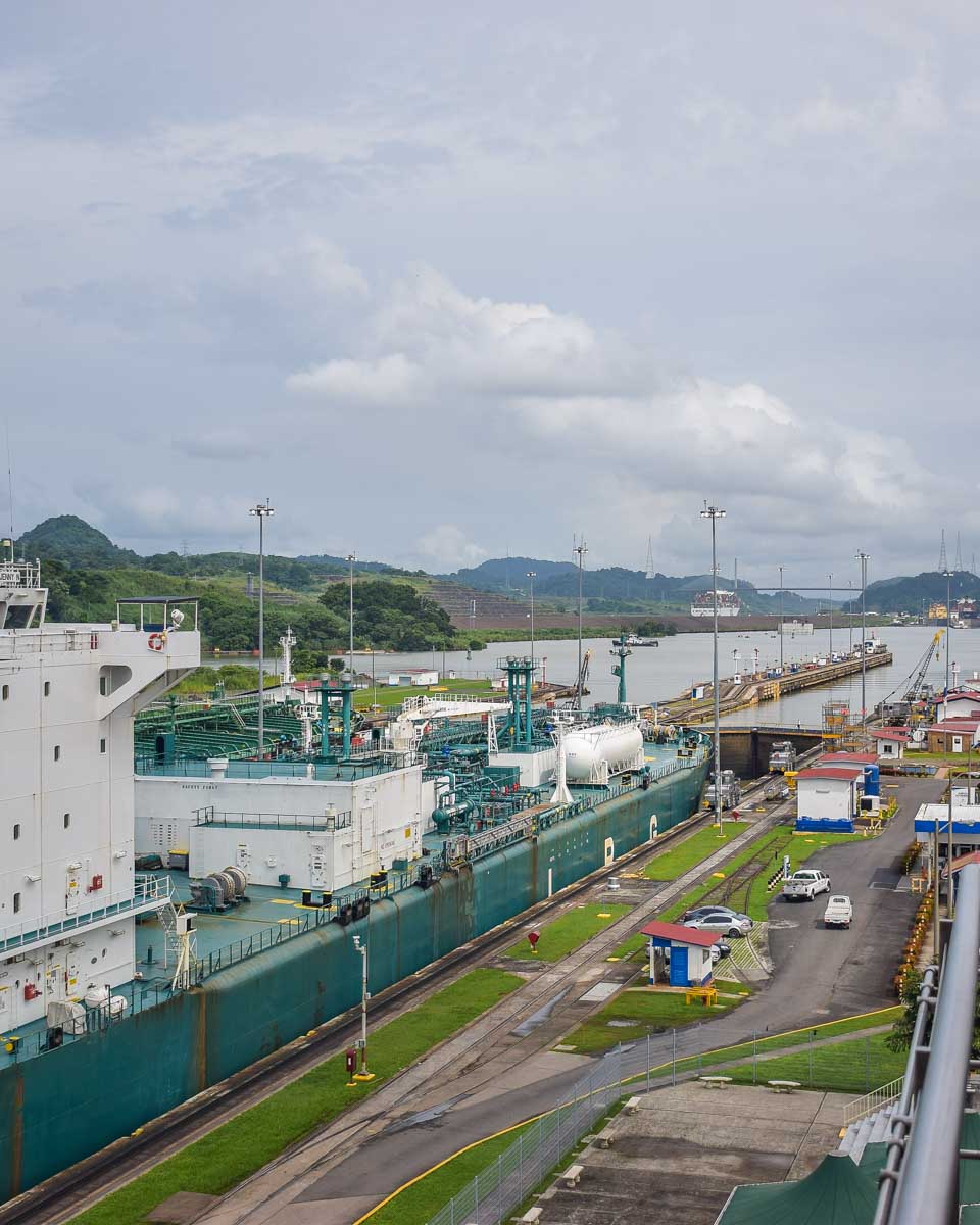 A ship in the Panama Canal, Panama City, Panama