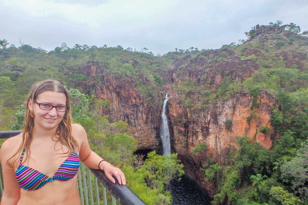 Bailey at the Tolmer Falls viewpoint in Litchfield National Park, Darwin