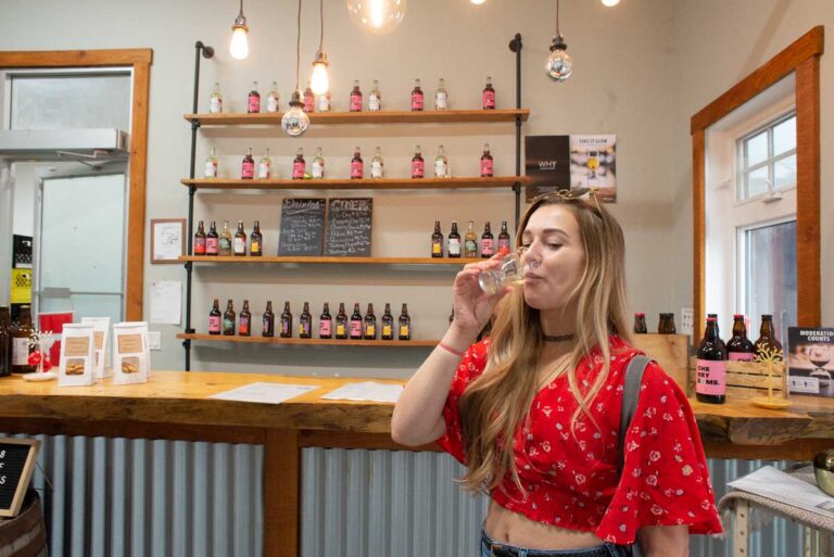 Bailey drinks cider in Armstrong, BC