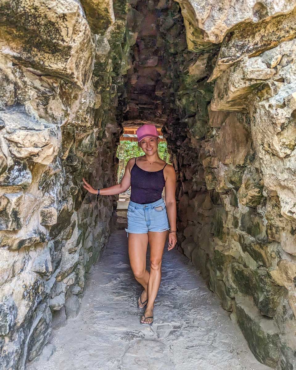 Bailey in a tunnel at the Tulum Ruins, Mexico