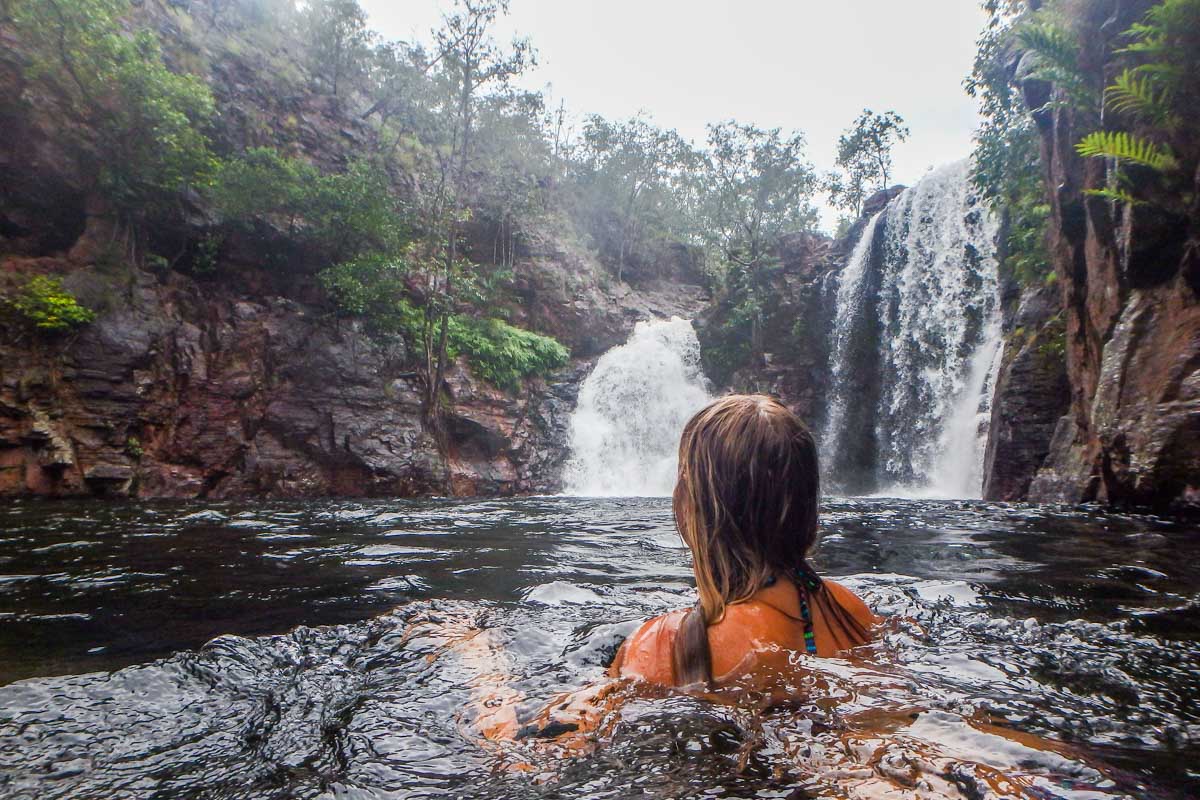 Bailey swims at Florence Falls  