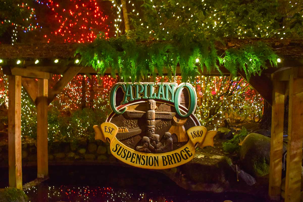 Capilano Suspension Bridge during the Christmas Lights in winter
