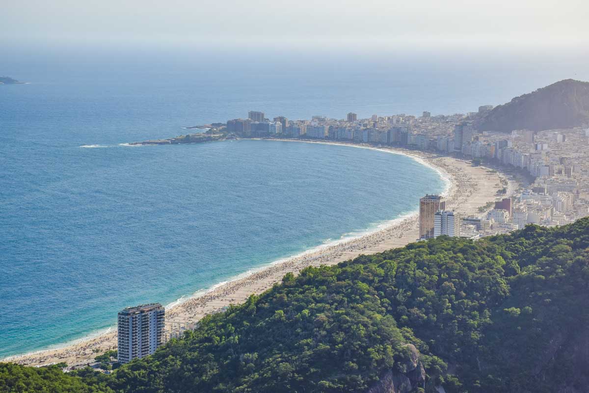 Copacabana Beach as seen from Sugarloaf Mountain (Pão de Açúcar) in Rio de Janeiro, Brazil