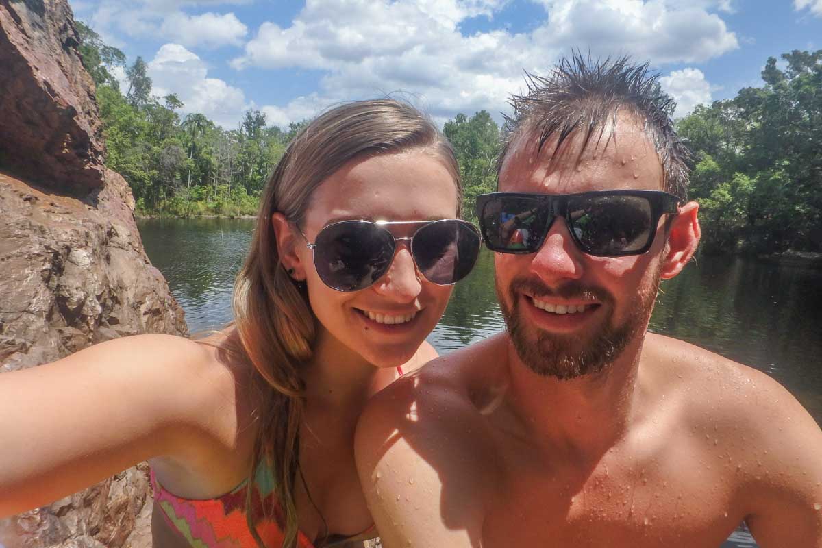 Daniel and Bailey take a selfie inside Litchfield National Park
