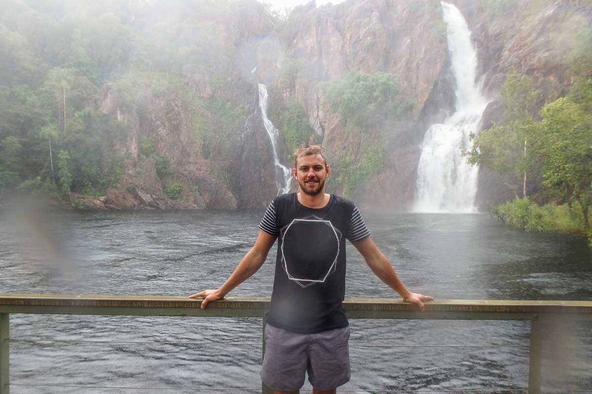 Daniel at Wangi Falls during the wet season in Litchfield National Park