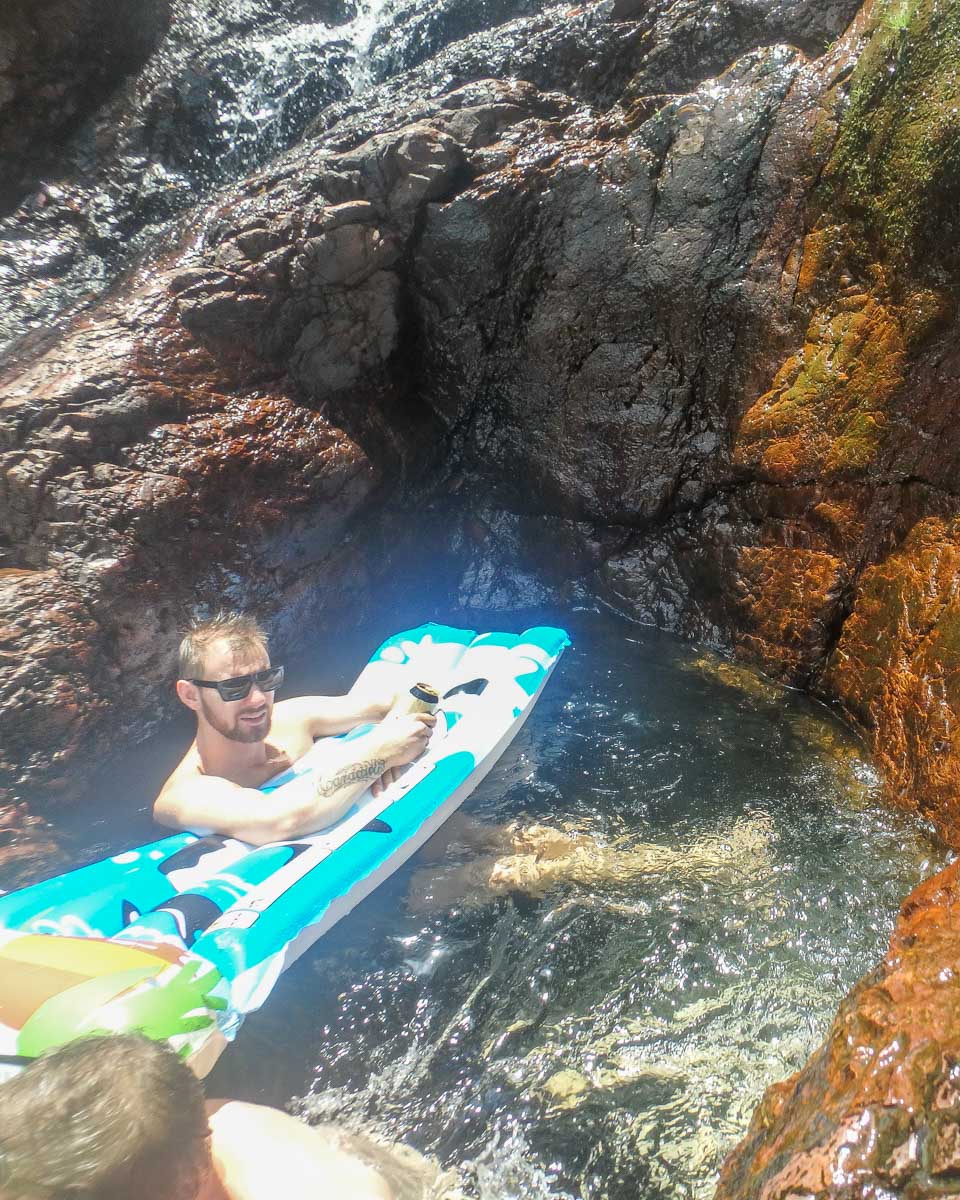 Daniel in the secret rock pool at Wangi Falls  