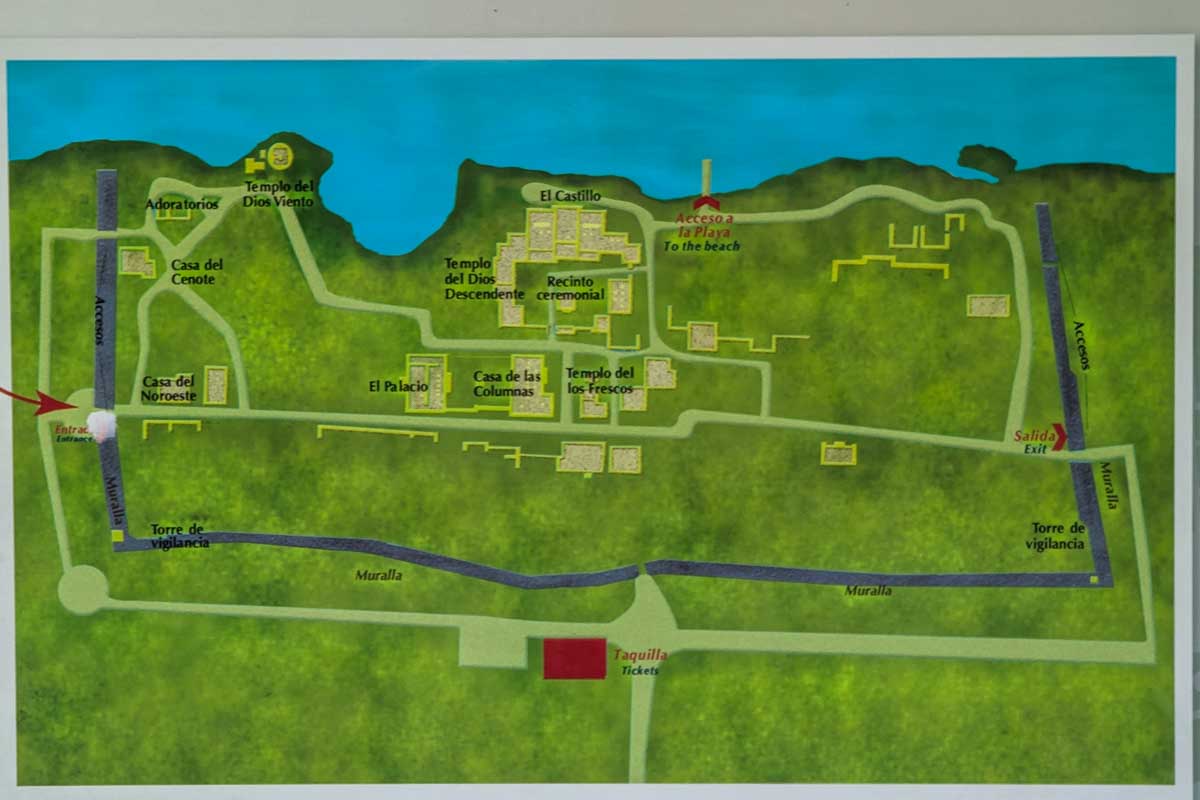 Map of the Tulum Ruins site