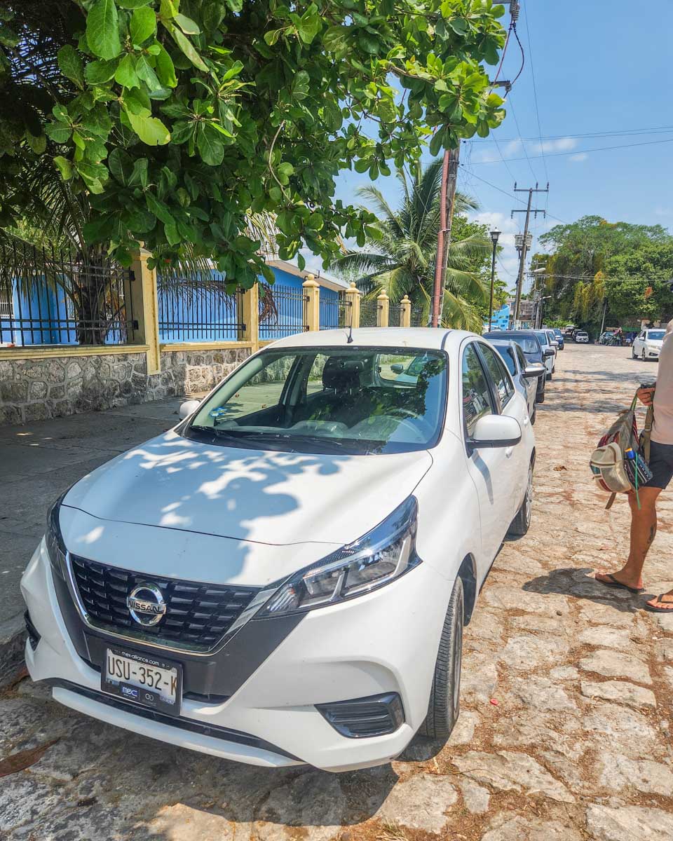 Mexico rental car parked on the street