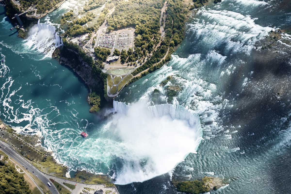 Niagara falls as seen from a helicopter ride