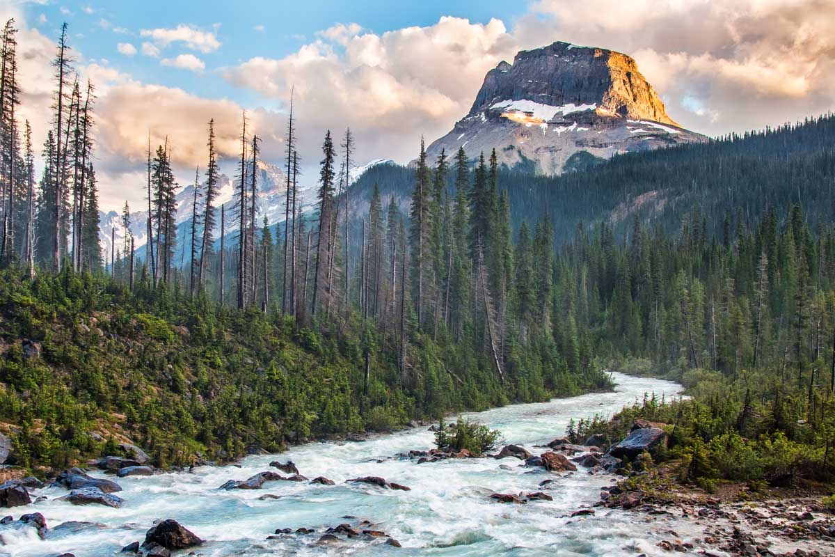 River and mountain backdrop in Yoho National Park, Canada