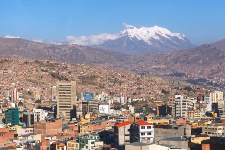 Scenic view of La Paz, Bolivia with mountains in the background