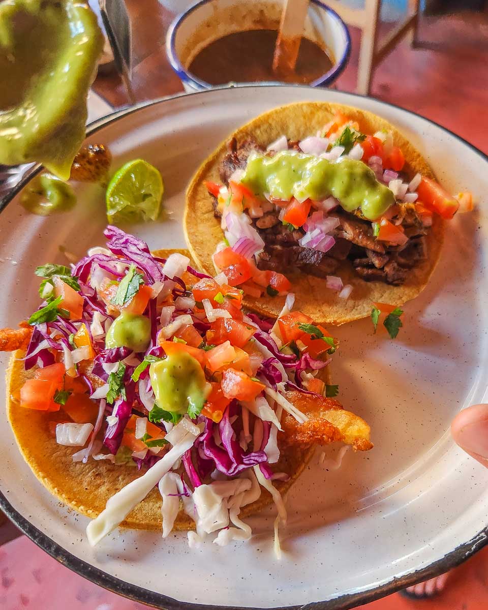 Seafood tacos on a food tour around Tulum