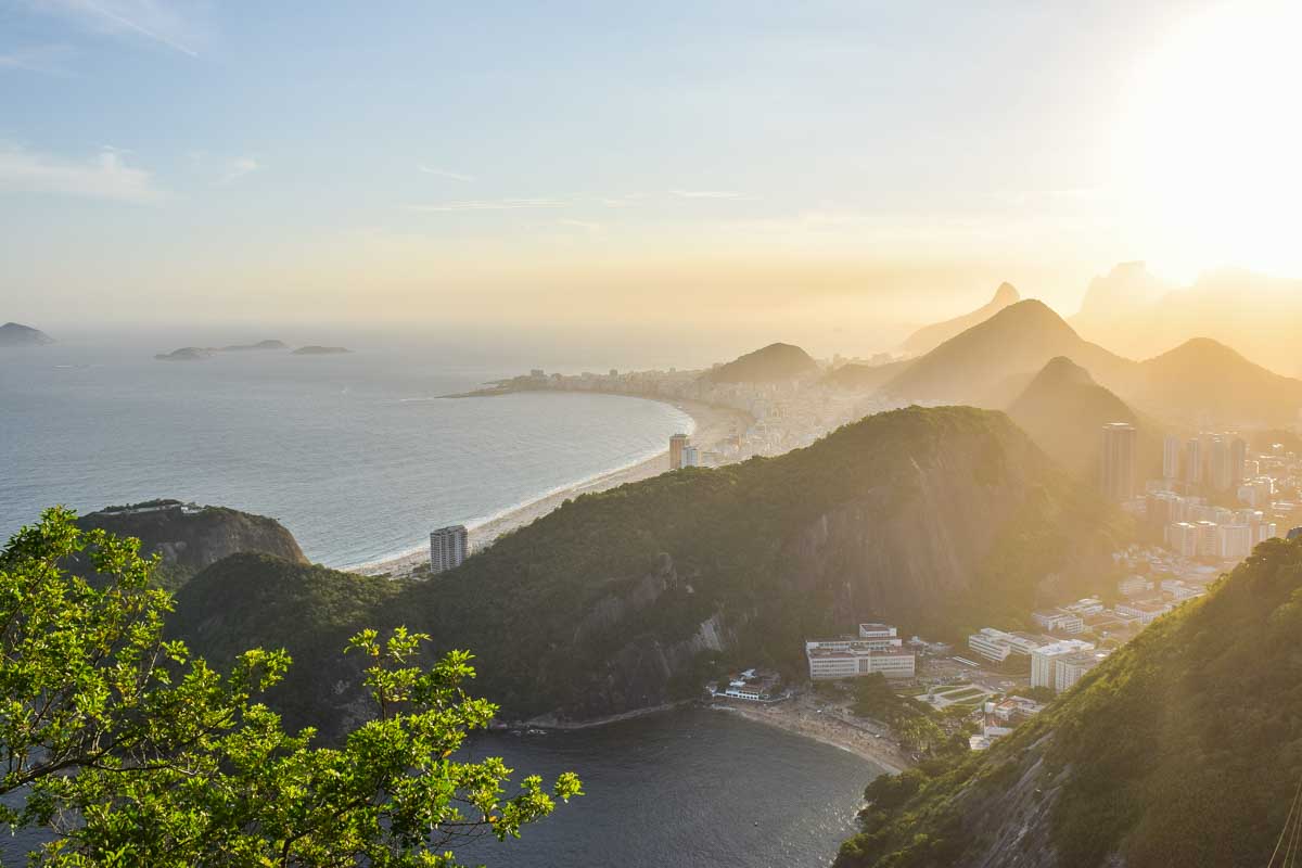 Sunset view from Sugarloaf Mountain (Pão de Açúcar) in Rio de Janeiro, Brazil