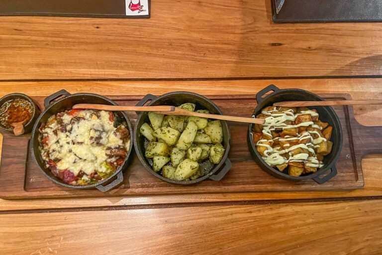Three potato dishes we tried at the Argentine Experience in Buenos Aires, Argentina