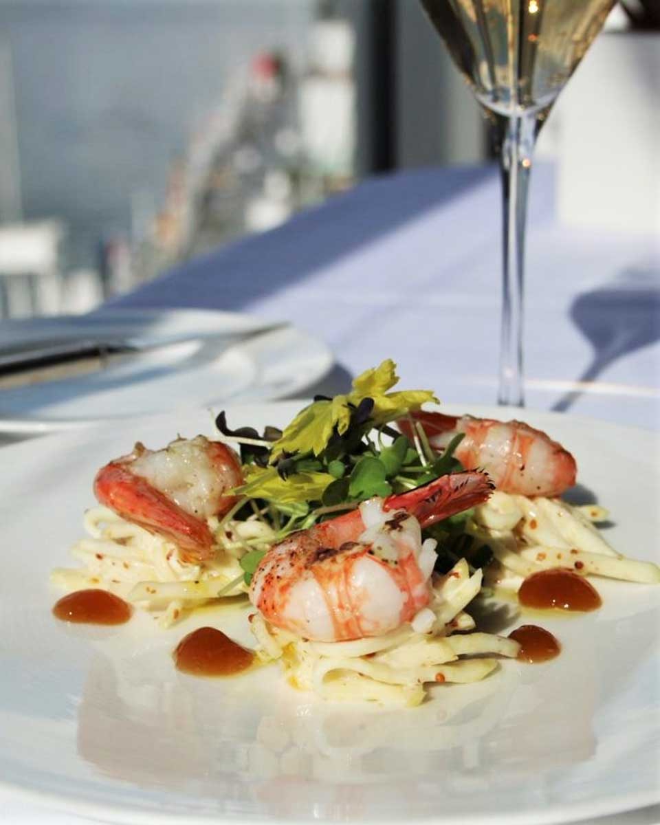 A prawn dish at Five sails Vancouver