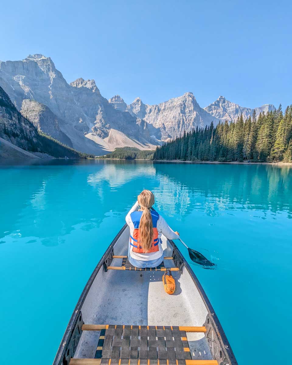 Bailey canoes in Moraine Lake, Banff NP
