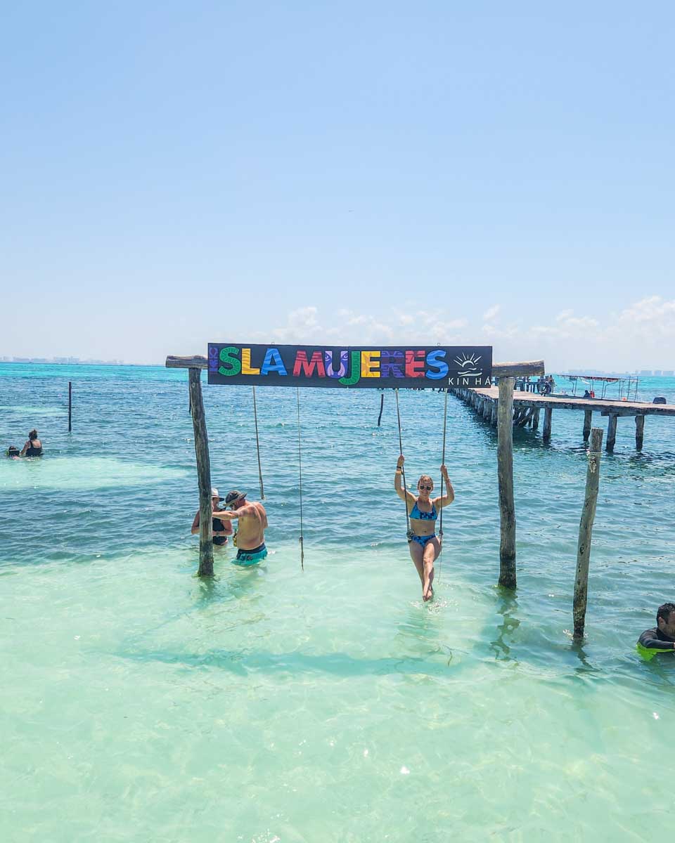 Bailey on a swing at Kin Há Isla Mujeres