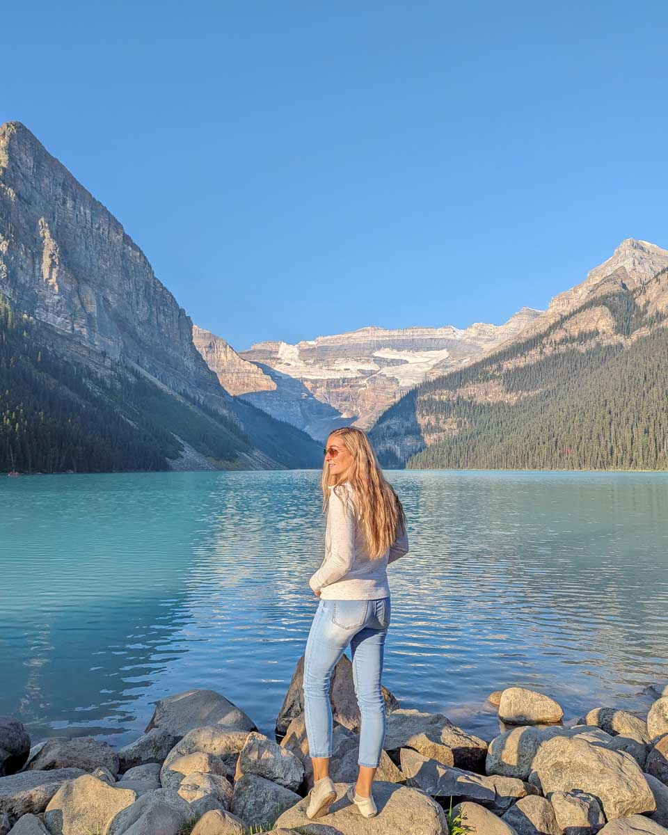 Bailey on the shores of Lake Louise