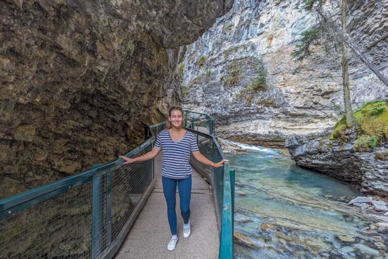 Bailey poses for a photo along the Johnston Canyon in Banff National Park