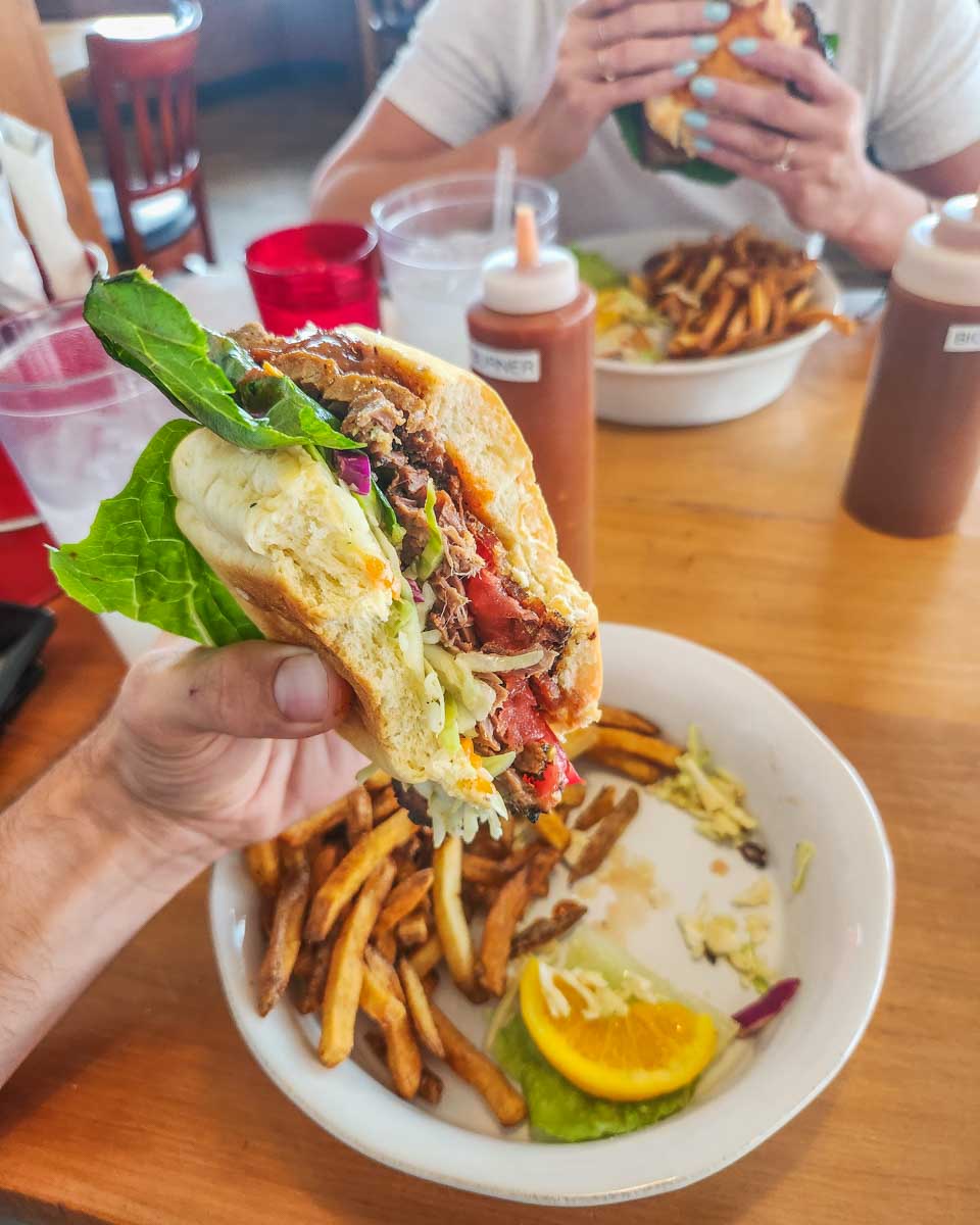 Brisket sandwich at Station BBQ Smokehouse in Vernon, BC