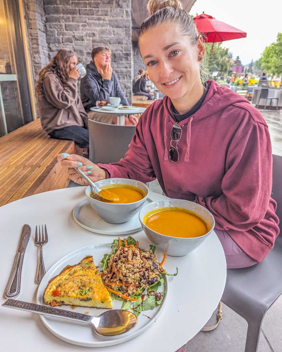 Food and soup at Whitebark Cafe in Banff