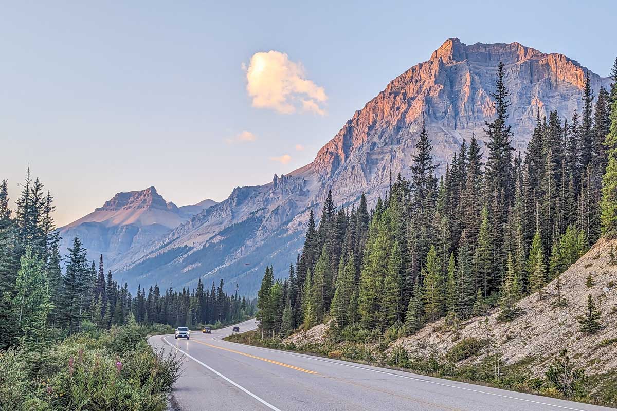 Mountain views along the Icefields Parkway in Canada