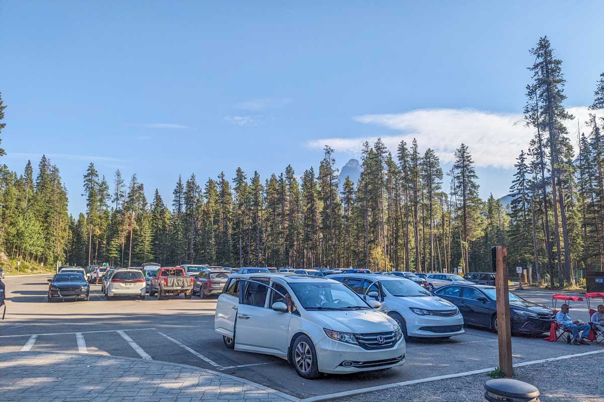 Parking at Johnston Canyon in Banff National Park