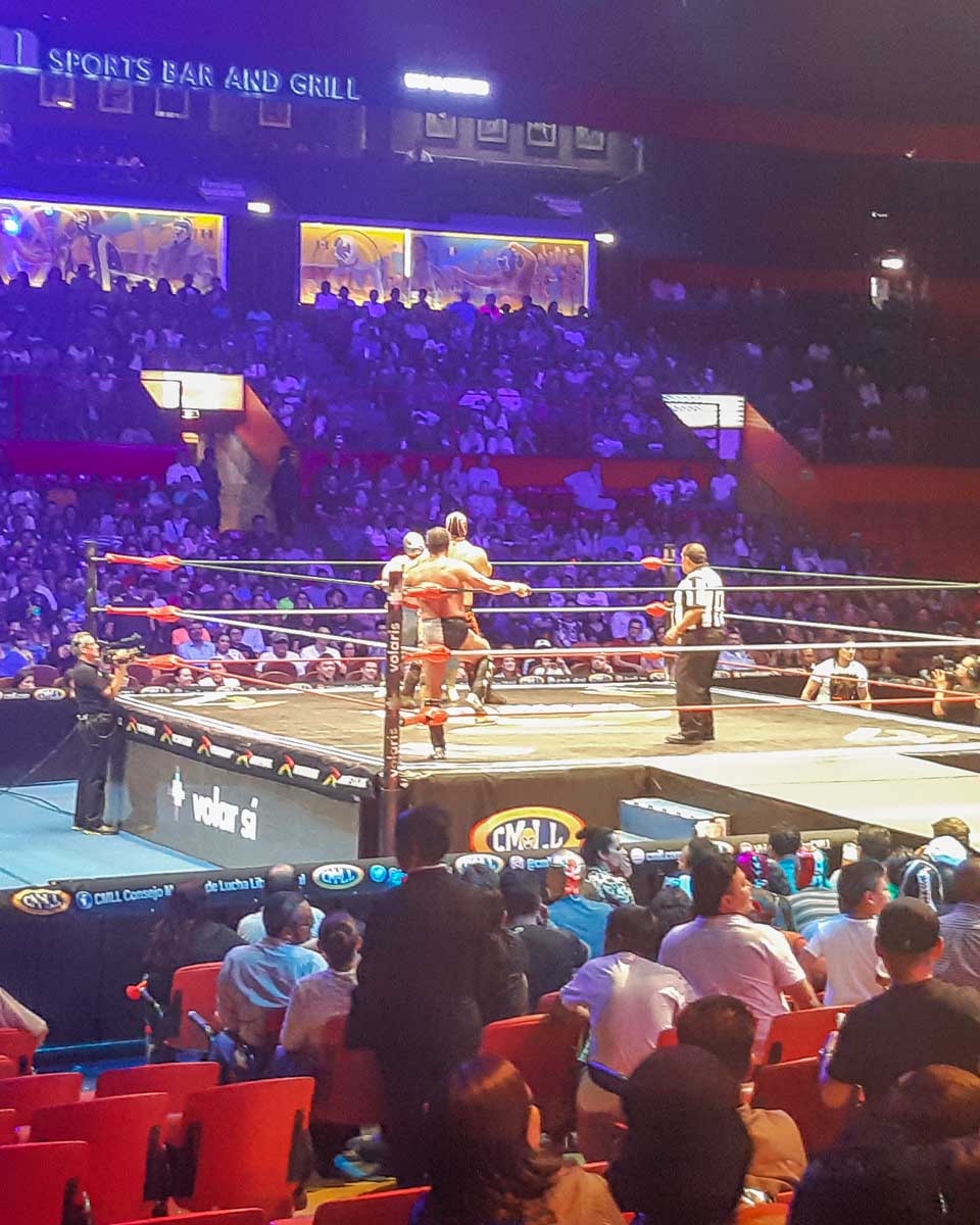 People Lucha Libre fighting in Mexico City during a show