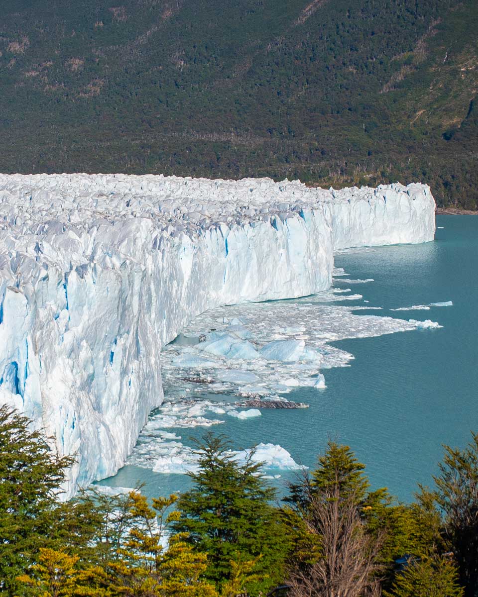 The long and windy face of the Perito Moreno Glacier in Argentina