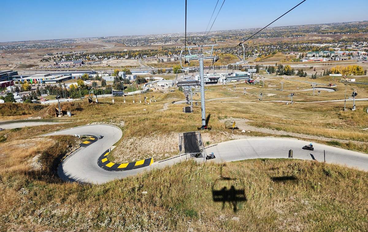 view of Olympic Park in Calgary from the luge