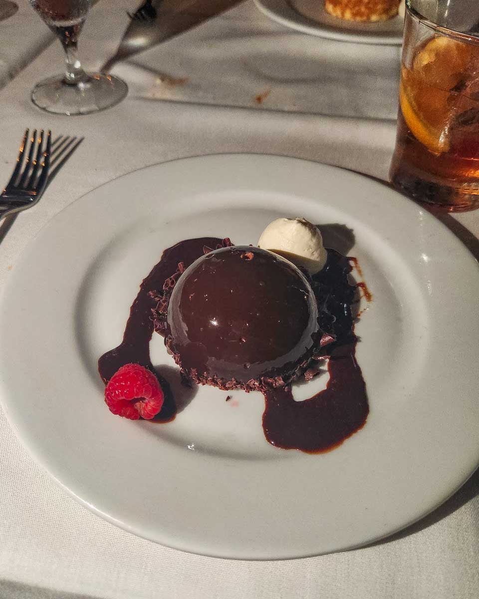 Chocolate pudding from the Bateaux New York Premier Dinner Cruise