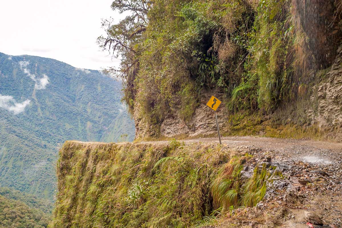 Death Road seen near La Paz Bolivia