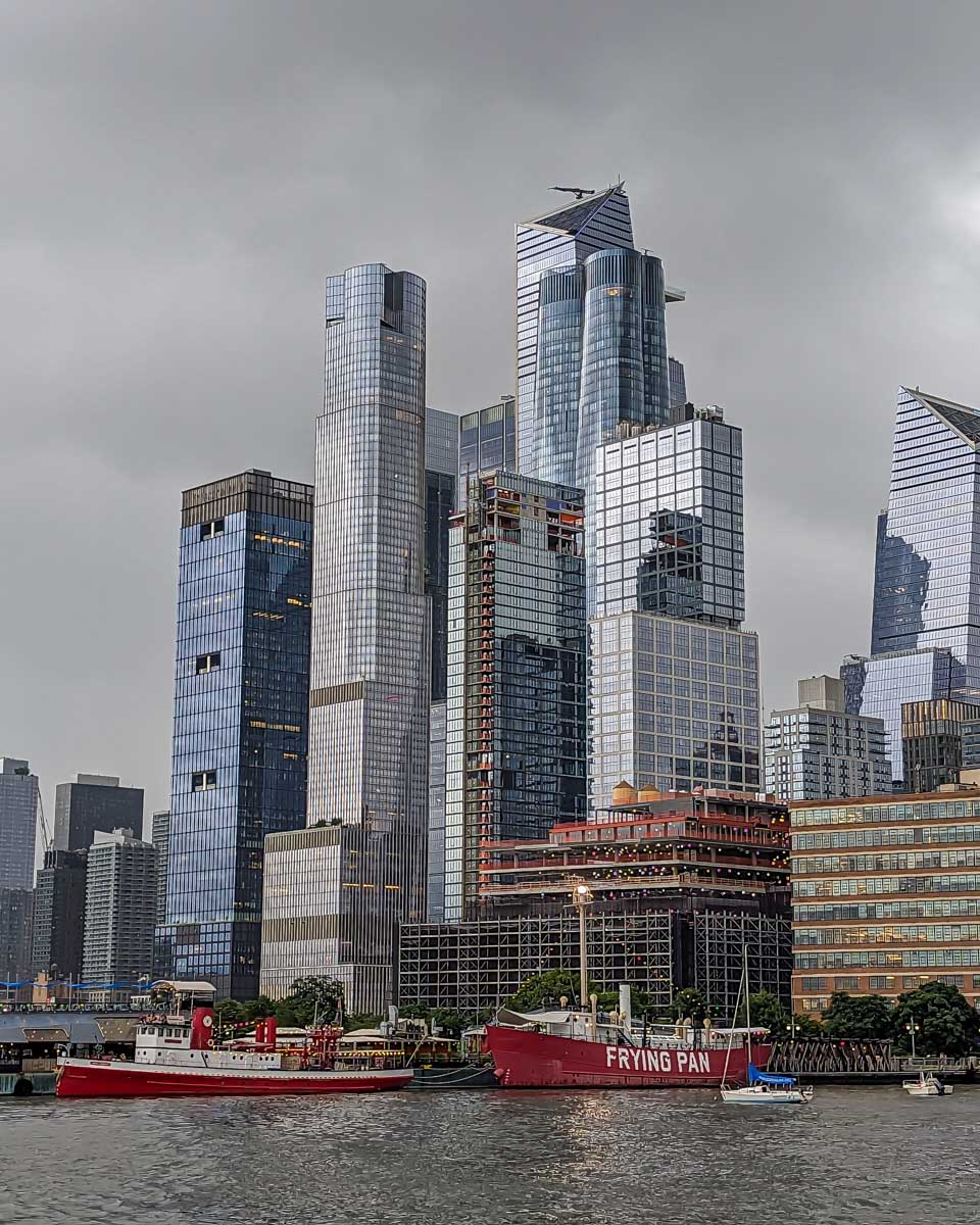 The city of New York as seen from the hudson river on a dinner cruise