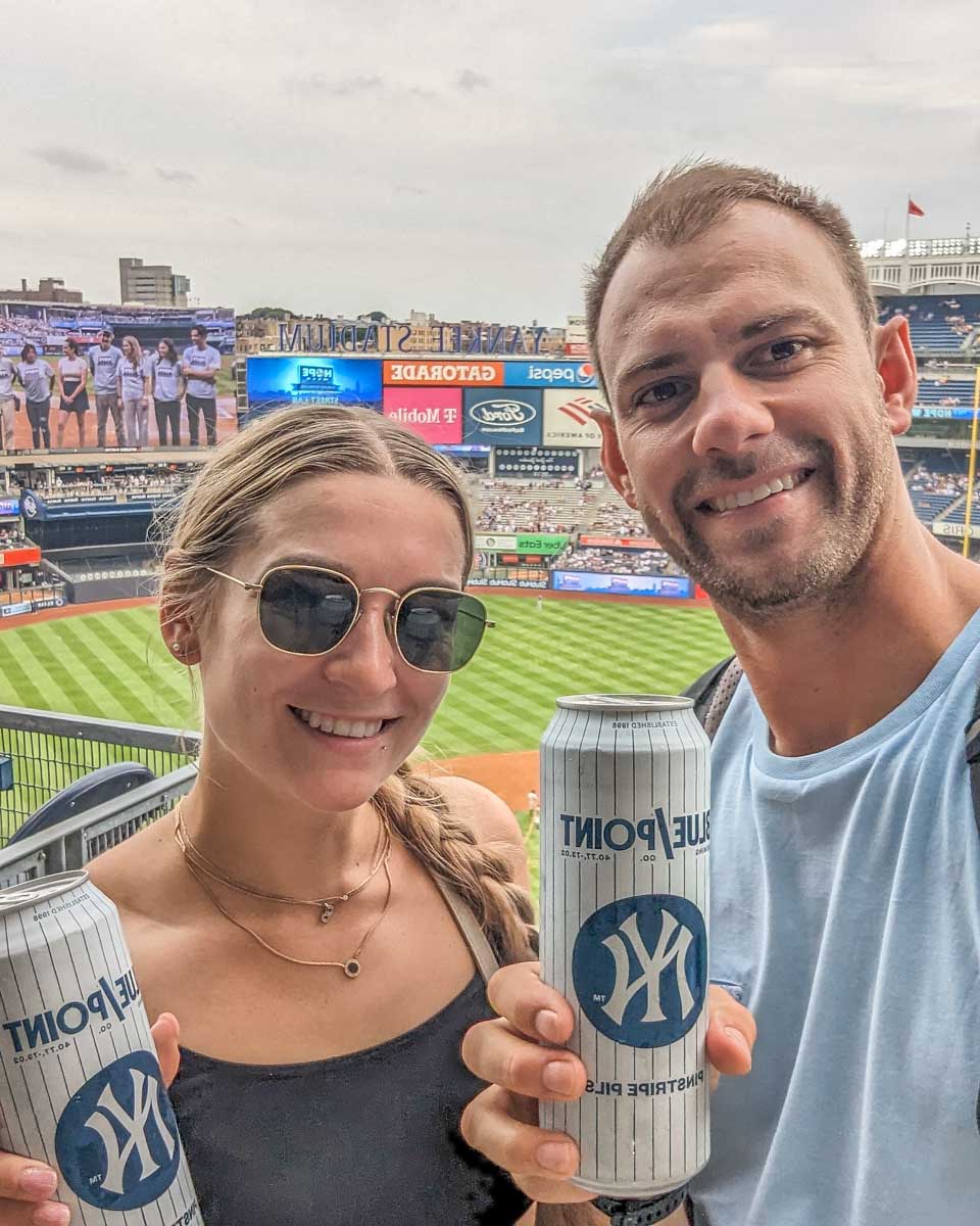Bailey and Daniel take a selfie at a New York Yankees game in NYC