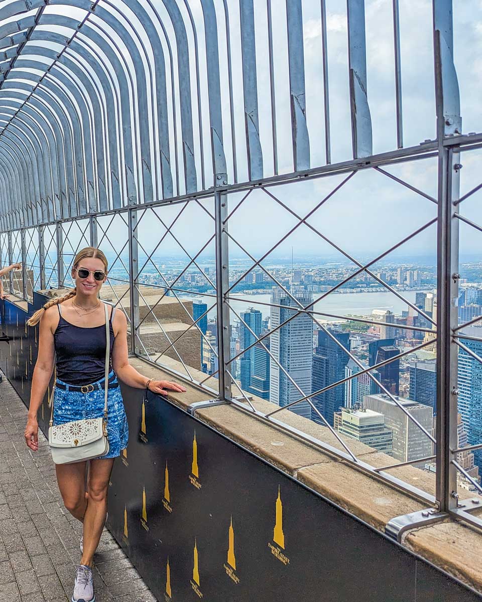 Bailey poses for a photo on the 86th Floor Observatory in New York at the Empire State Building in New York City