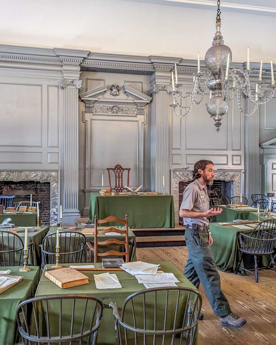 Inside Independence Hall in Philadelphia on a tour from New York City