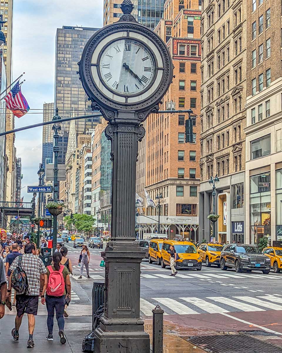 Old clock on the streets of New York City