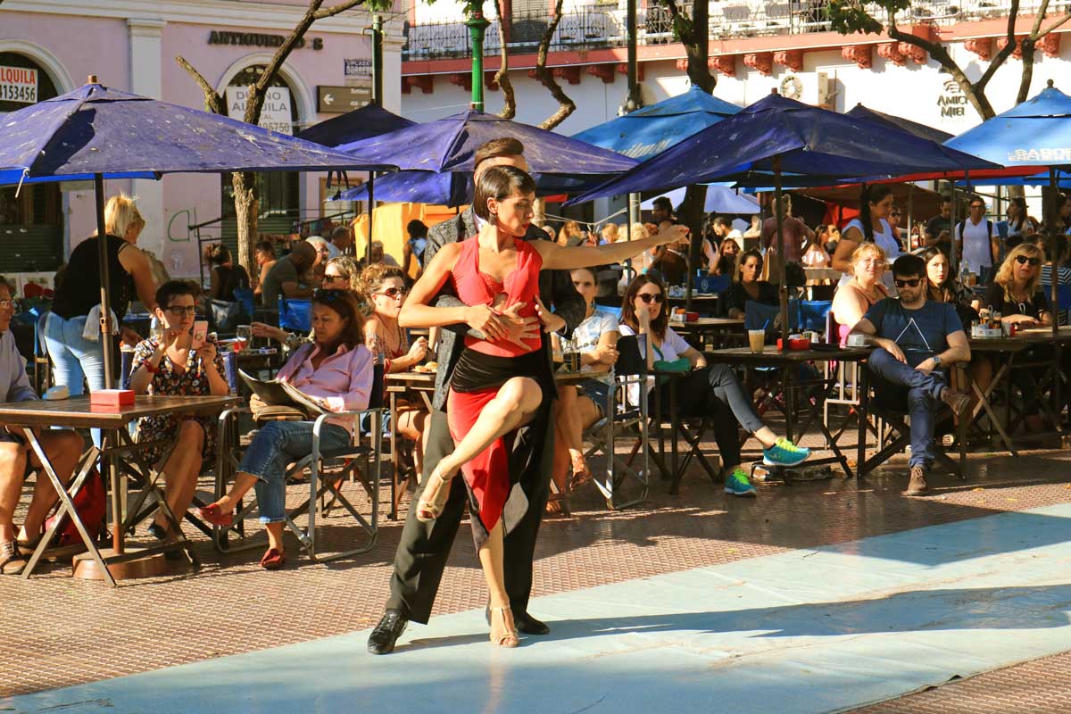 People dance at Plaza Dorrego in Buenos Aires