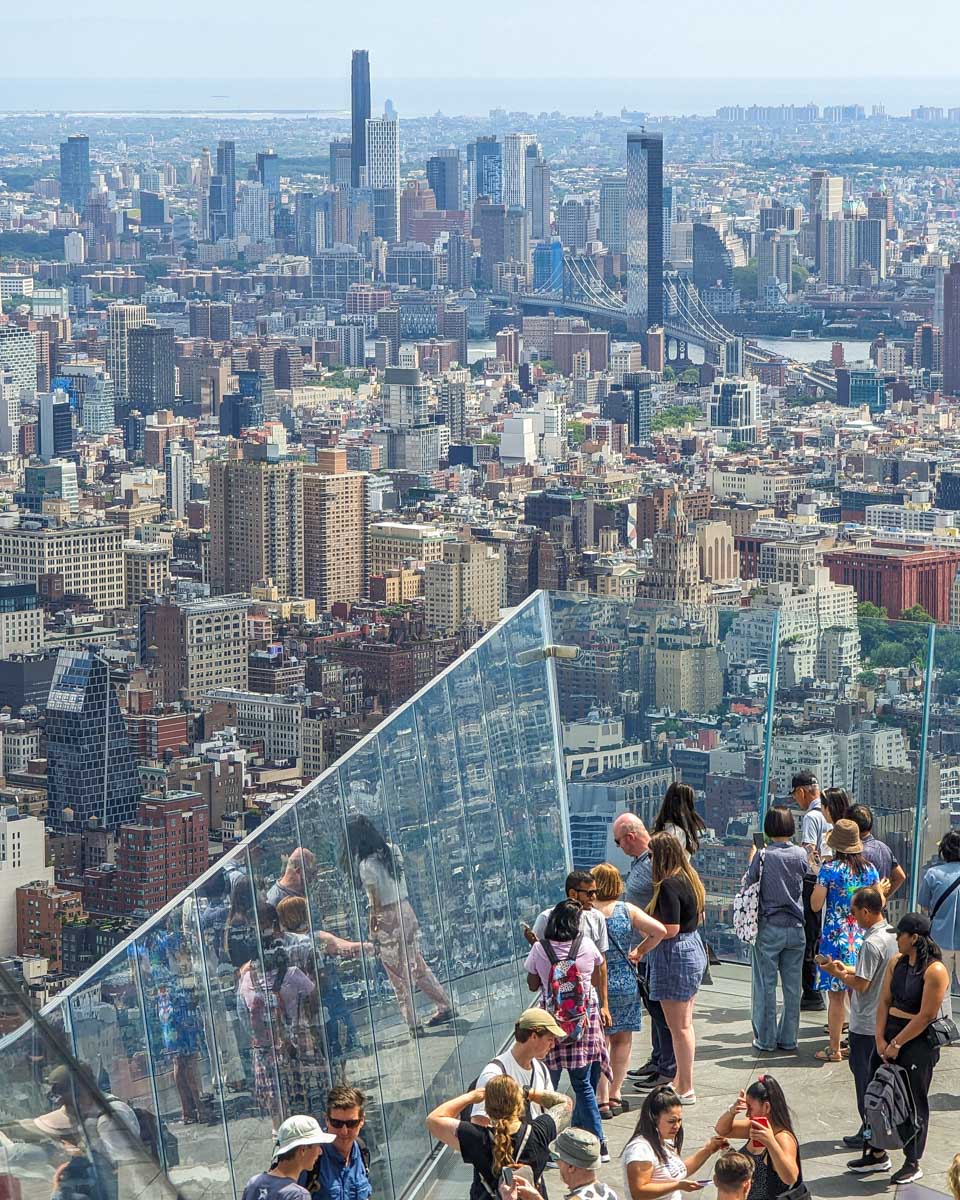 The balcony with the city view at The Edge NYC