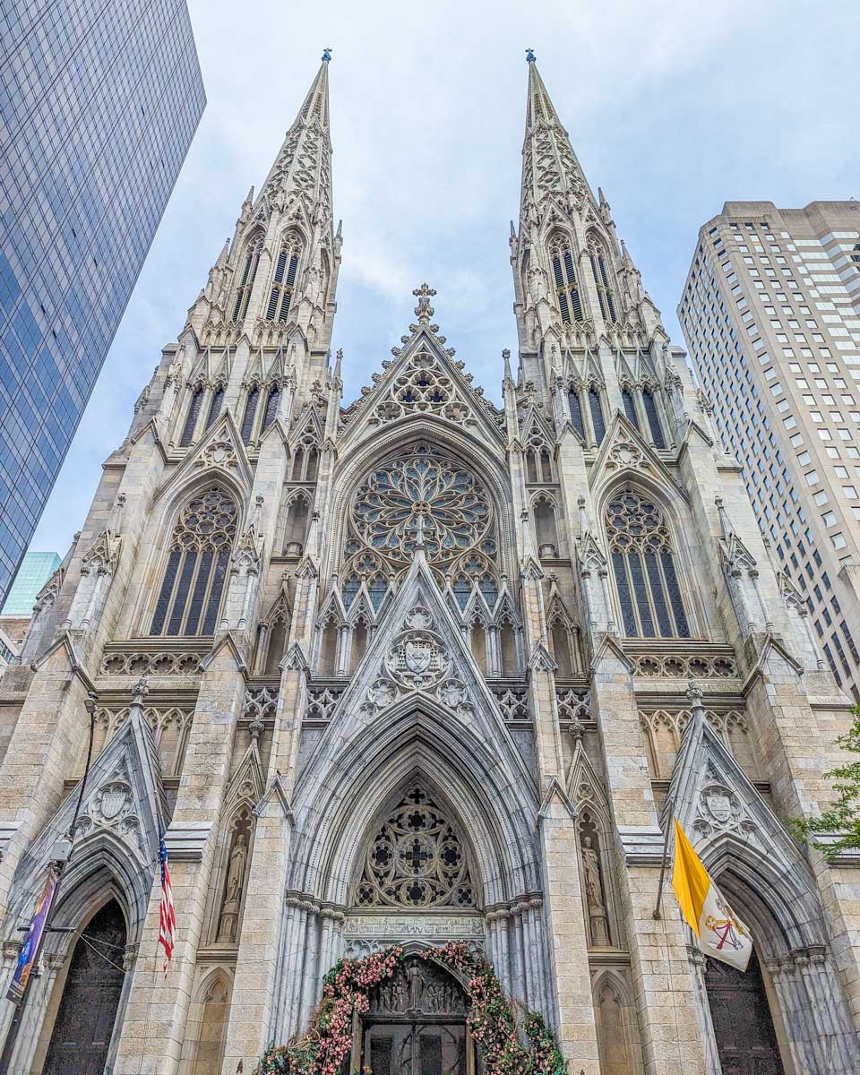 the outside of St Patricks Cathedral in New York