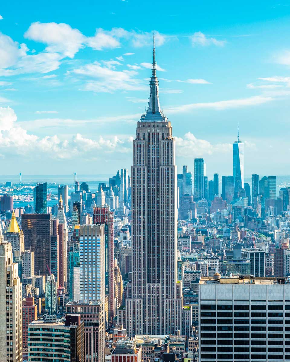 View of the Empire State Building from the Top of the Rock in NYC