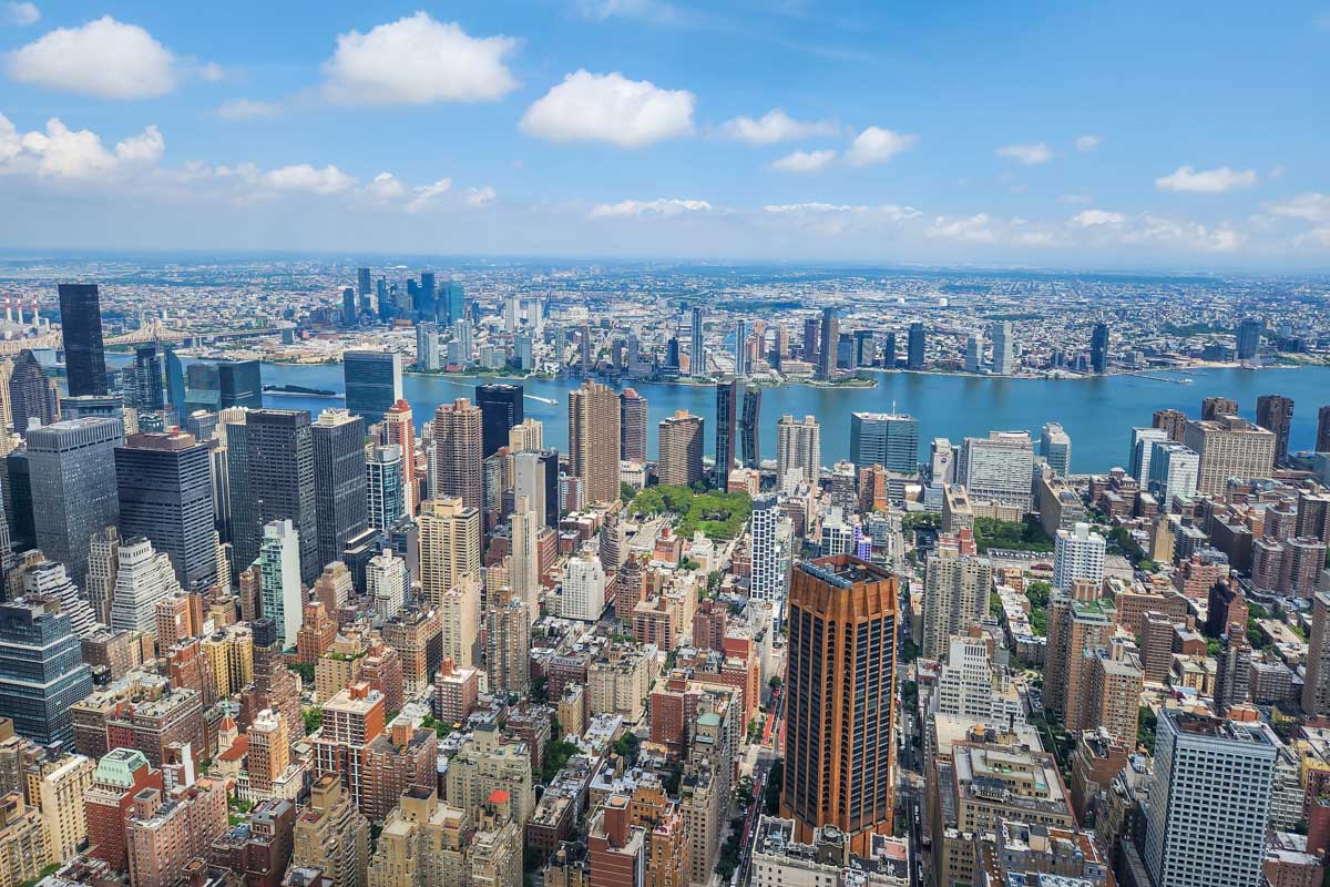 Views of New York City and the Hudson River as seen from the Empire State Building in NYC